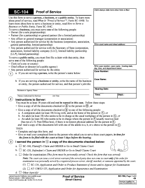 California Proof of Service Form SC-104