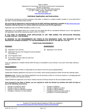 Alaska Insurance Producer License Application