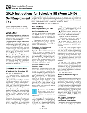 2010 Instructions for Schedule SE (Form 1040)