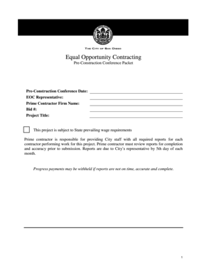 California Equal Opportunity Contracting Pre-Construction Conference Packet