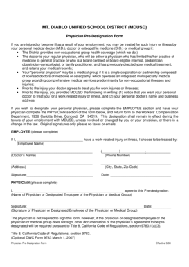 Physician Pre-Designation Form