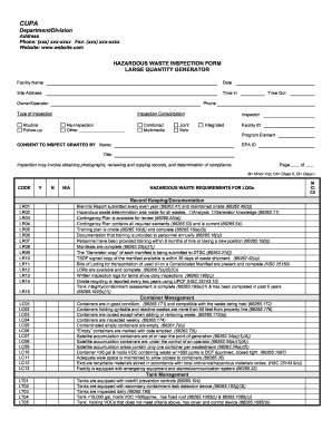 Hazardous Waste Inspection Form