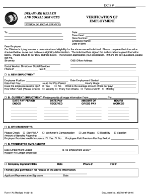 Delaware Employment Verification Form