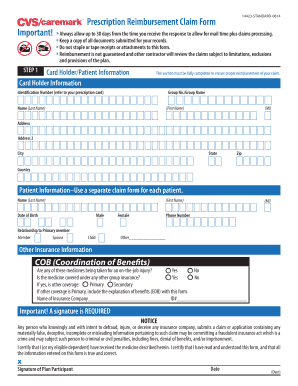 Prescription Reimbursement Claim Form