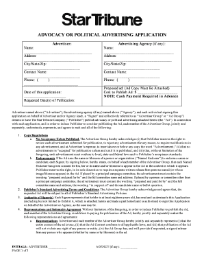 Advocacy or Political Advertising Application