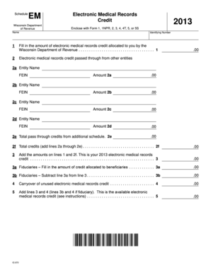 Wisconsin Electronic Medical Records Credit Form