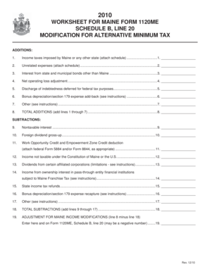 Maine Form 1120ME Schedule B