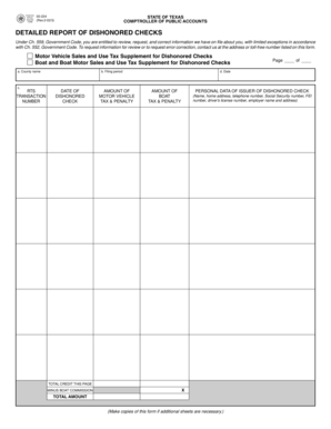 Texas Dishonored Checks Report
