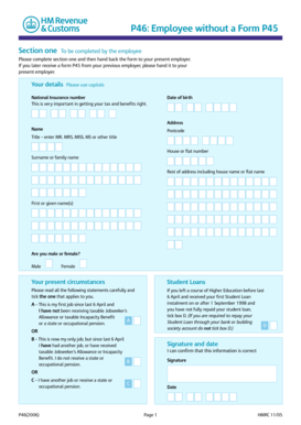 P46 Employee Tax Form