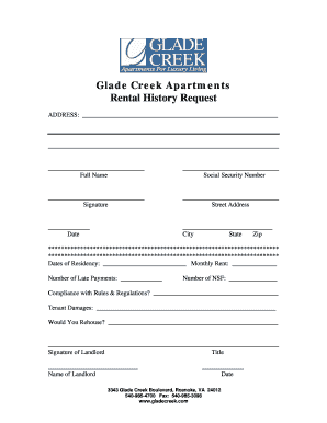 Rental History Request Form
