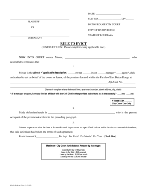 Rule to Evict Form