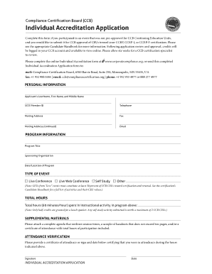 CCB Individual Accreditation Application