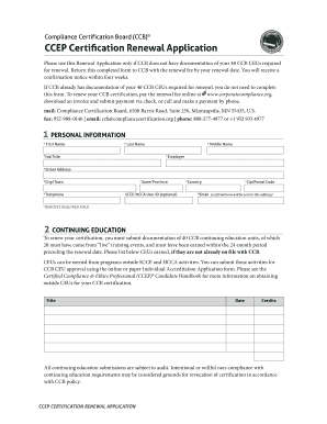 CCEP Certification Renewal Application