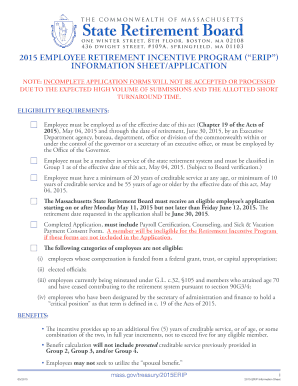 2015 Employee Retirement Incentive Program Application
