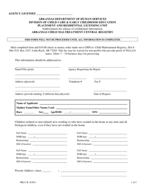 Arkansas Child Maltreatment Registry Authorization Form