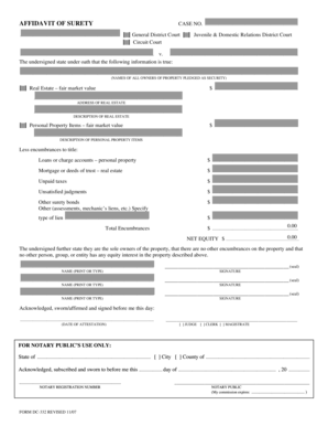 Affidavit of Surety