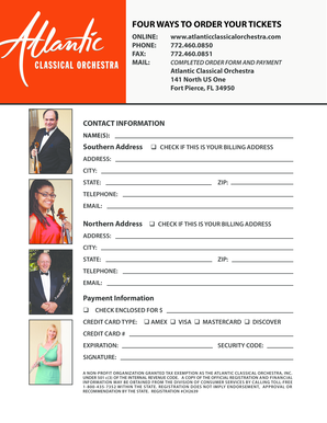 Atlantic Classical Orchestra Ticket Order Form