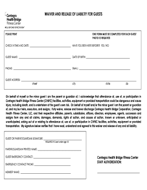 Waiver and Release of Liability for Guests