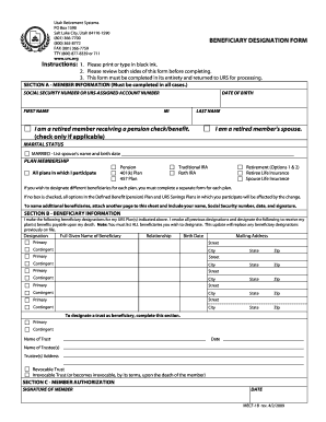 Utah Retirement Systems Beneficiary Designation Form