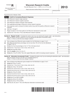 Wisconsin Research Credits Schedule R