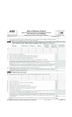 IRS Form 4797 Sales of Business Property