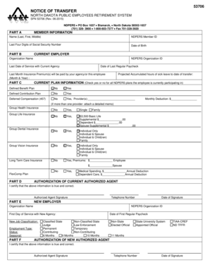 North Dakota Notice of Transfer Form