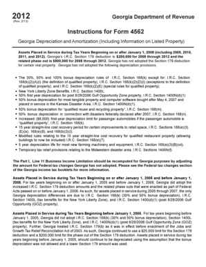 Georgia Form 4562 Depreciation and Amortization