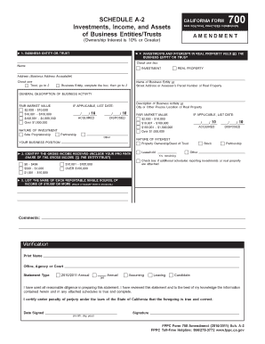 California Form 700 Amendment Schedule A-2