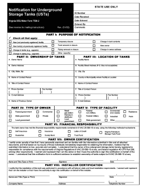 Virginia Underground Storage Tank Notification Form