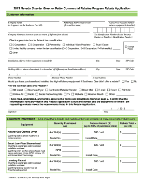 Nevada Commercial Rebates Program Application