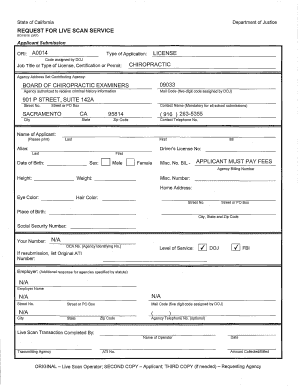 California Request for Live Scan Service Form