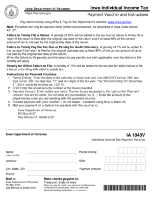 Iowa Individual Income Tax Payment Voucher