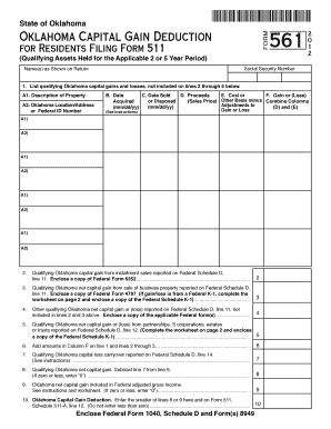 Oklahoma Capital Gain Deduction Form 561