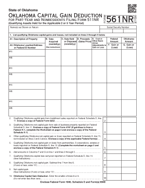 Oklahoma Capital Gain Deduction Form 561NR