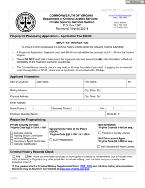 Virginia Fingerprint Processing Application