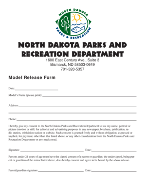 North Dakota Model Release Form