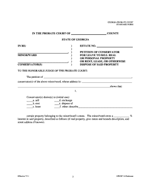 Georgia Conservator Property Disposition Petition