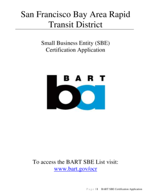 BART Small Business Entity Certification Application
