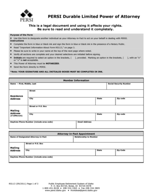 PERSI Durable Limited Power of Attorney