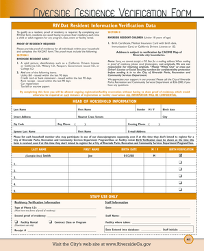 Riverside Resident Verification Form