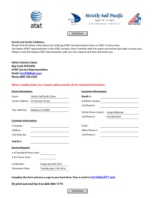 AT&T Service Request Form for Exhibitors
