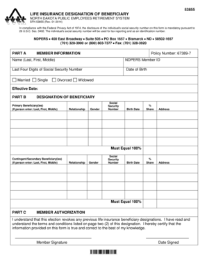 North Dakota Life Insurance Beneficiary Designation