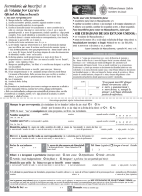 Formulario de Inscripción de Votante por Correo