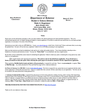 Georgia Brand and Label Registration Form