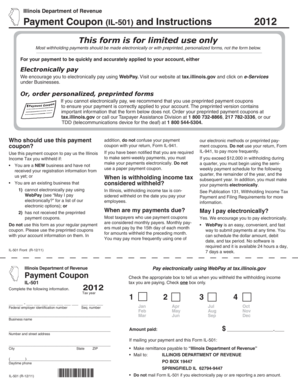 Illinois Department of Revenue Payment Coupon IL-501
