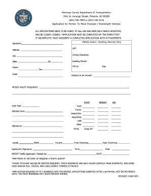 Oversize Overweight Vehicle Permit Application