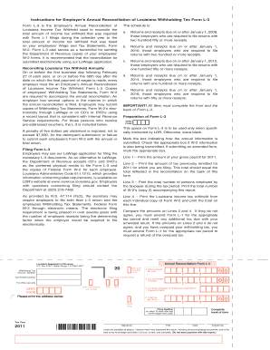 Louisiana Employer’s Annual Reconciliation of Withholding Tax Form L-3