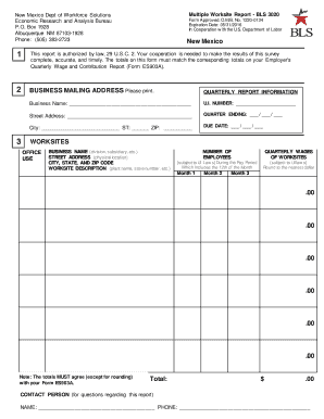 New Mexico Multiple Worksite Report BLS 3020