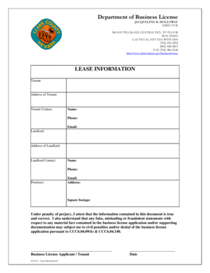 Business License Lease Information Form