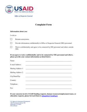 USAID Complaint Form